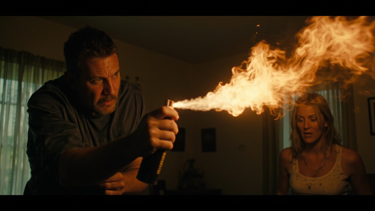 Aerosol can turned into weapon to threaten partner